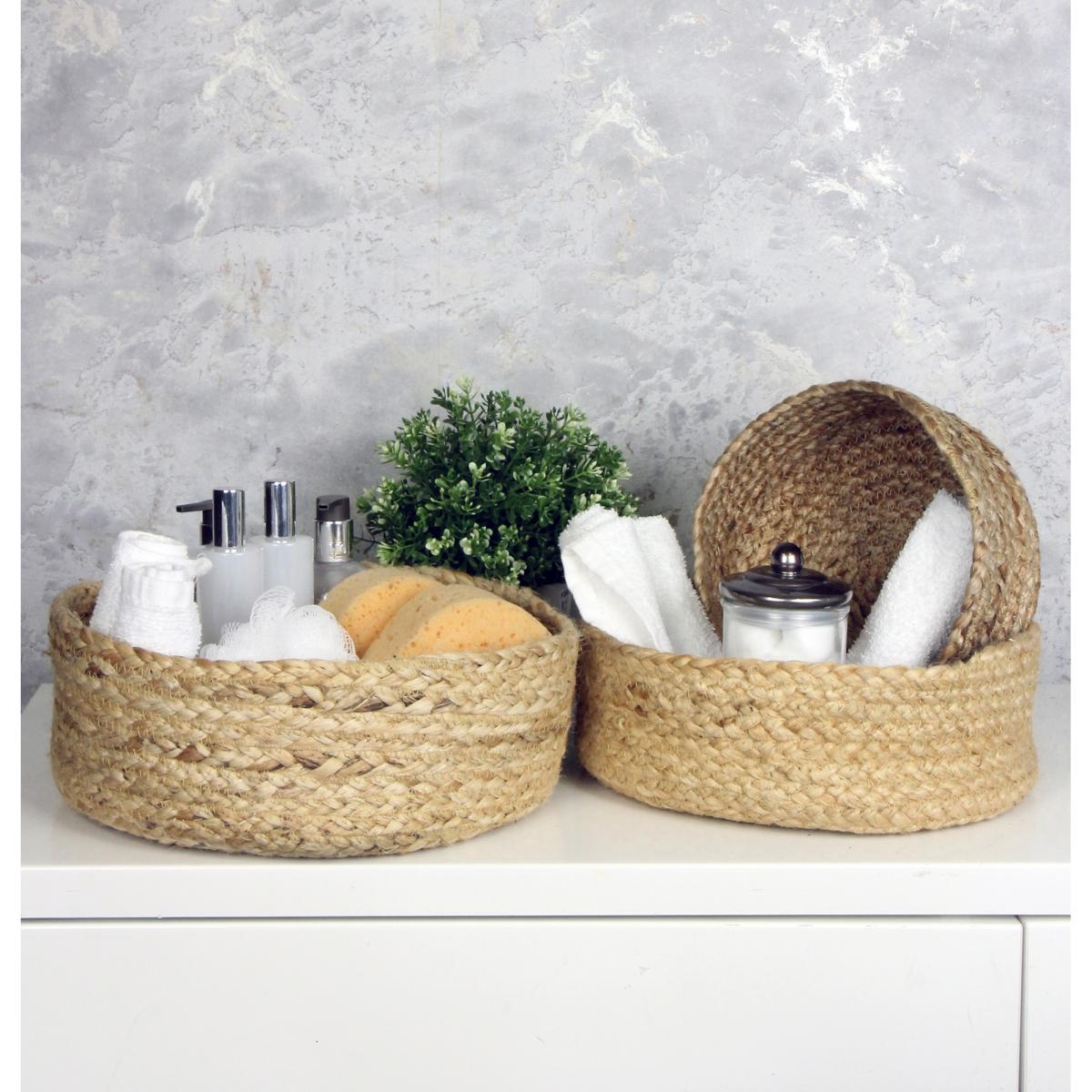 Esselle Bankside Set of 3 Jute Flat Round Baskets - Natural – image 2