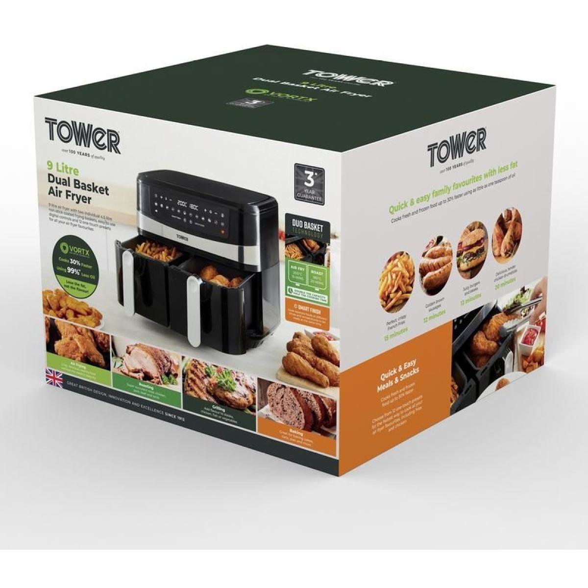 Tower T17088 Vortx 9L 12-In-1 Dual Basket Air Fryer - Black – image 2