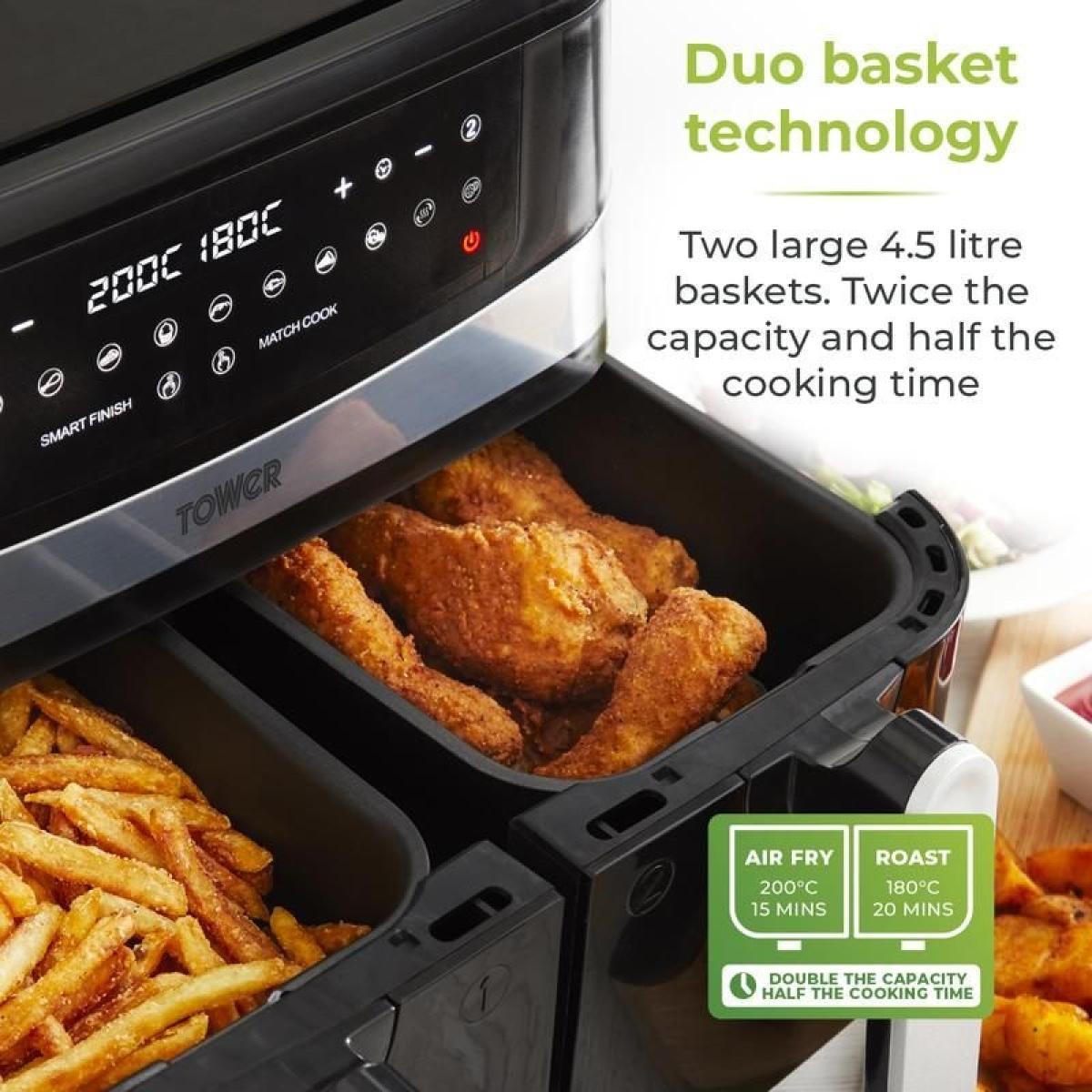 Tower T17088 Vortx 9L 12-In-1 Dual Basket Air Fryer - Black – image 4