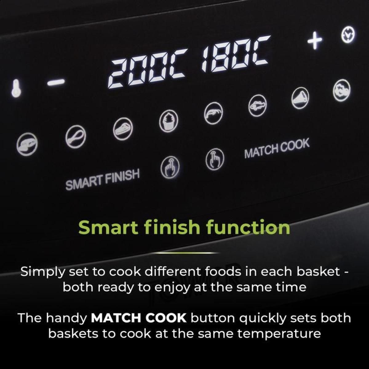 Tower T17088 Vortx 9L 12-In-1 Dual Basket Air Fryer - Black – image 5