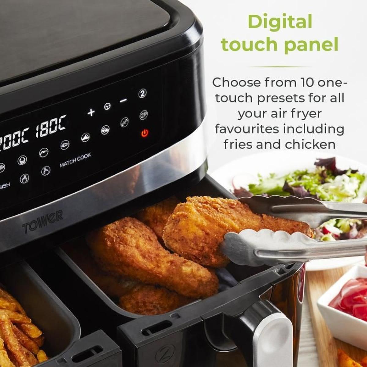 Tower T17088 Vortx 9L 12-In-1 Dual Basket Air Fryer - Black – image 6