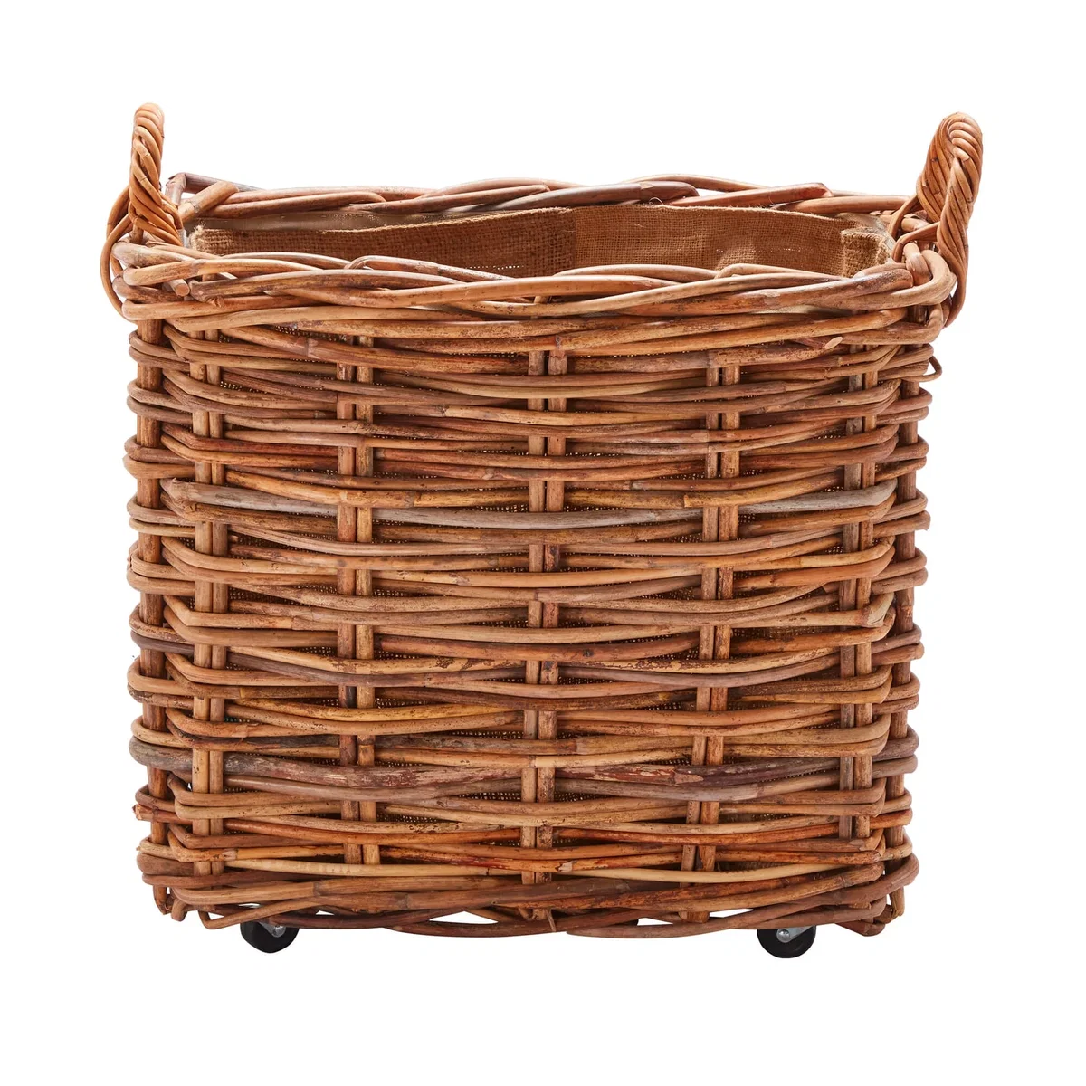 Wovenhill Bamboo Rattan Rectangle Storage Log Basket with Wheels and Hoop Handles – image 12