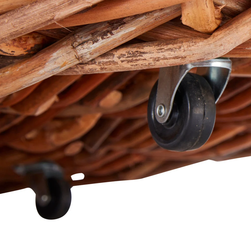 Wovenhill Bamboo Rattan Rectangle Storage Log Basket with Wheels and Hoop Handles – image 13