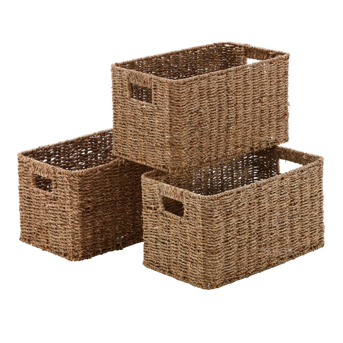 Wovenhill Set of 3 Rectangular Seagrass Storage Baskets – image 3