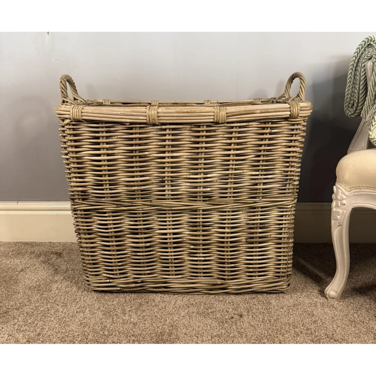 Wovenhill Kubu Rattan Rectangular Log Basket with Hoop Handles – image 2