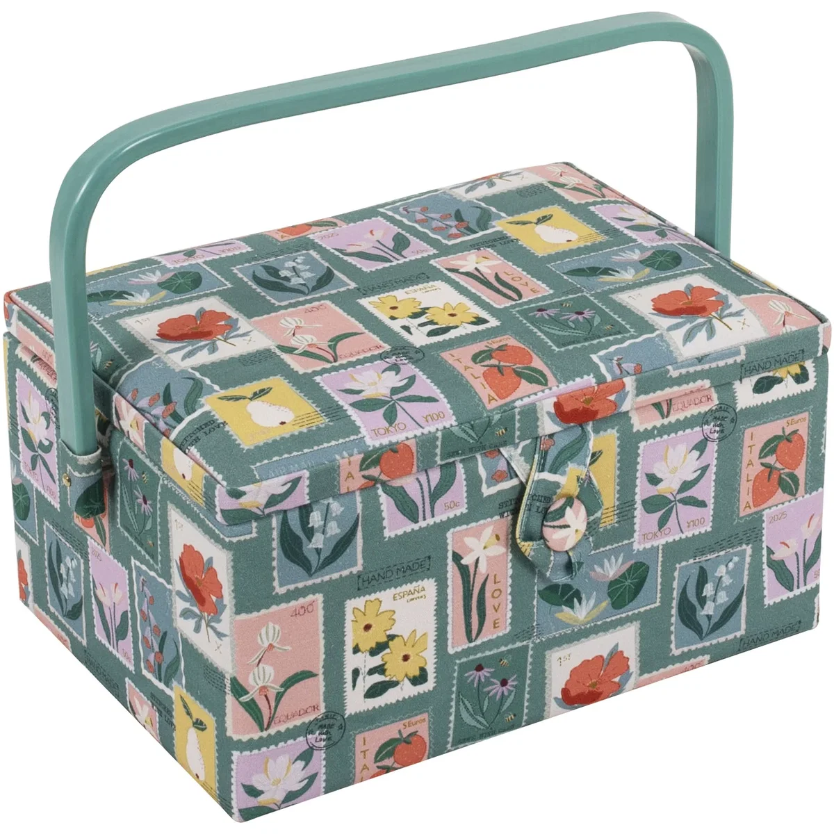 Medium Sewing Companion Storage Box - Multi / Embroidered Stamps – image 2