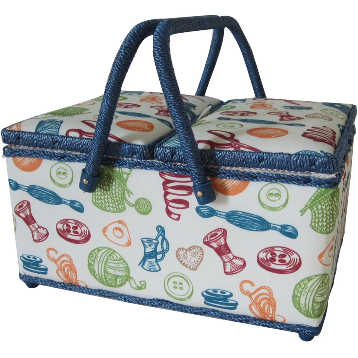 Twin Lidded Sewing Basket Habby Dreams - White – image 2