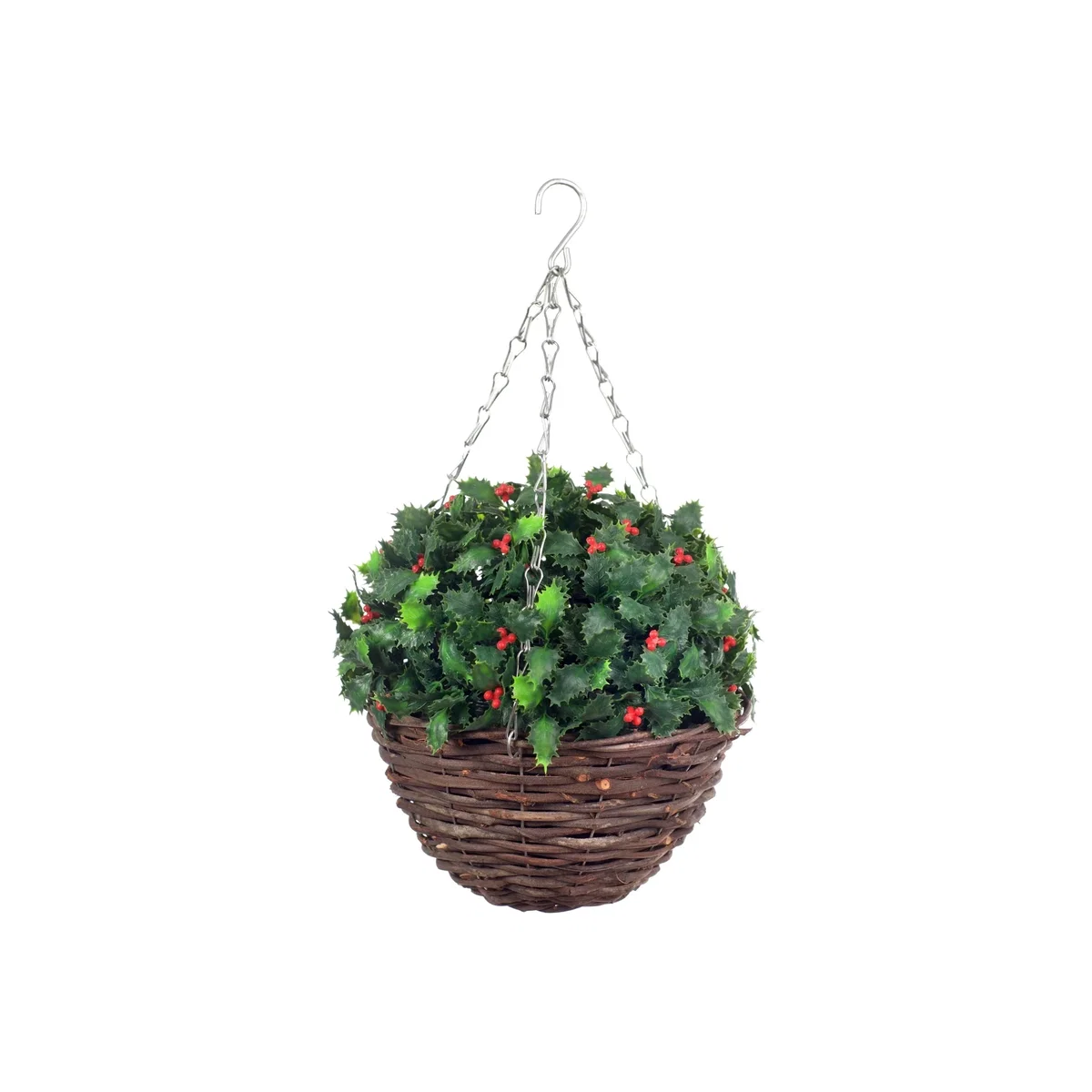 Best Artificial 28cm holly basket - Green – image 1