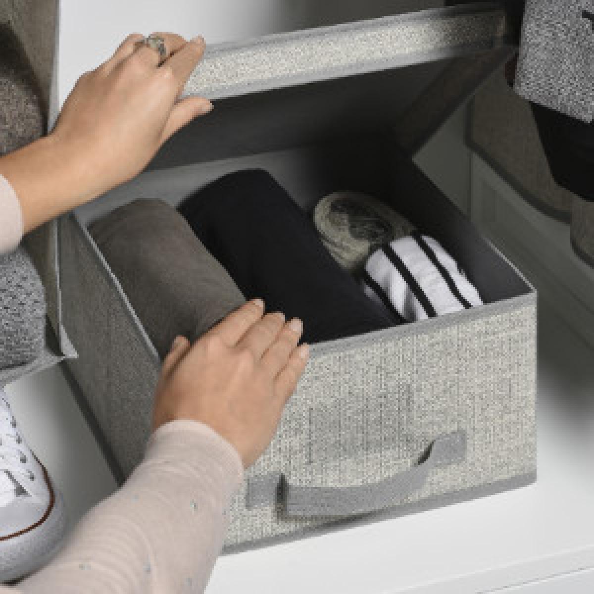 Grey Fabric Storage Tote Basket - 19cm – image 4