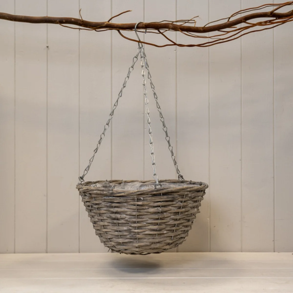 Grey Split Willow Hanging Basket - Grey – image 1