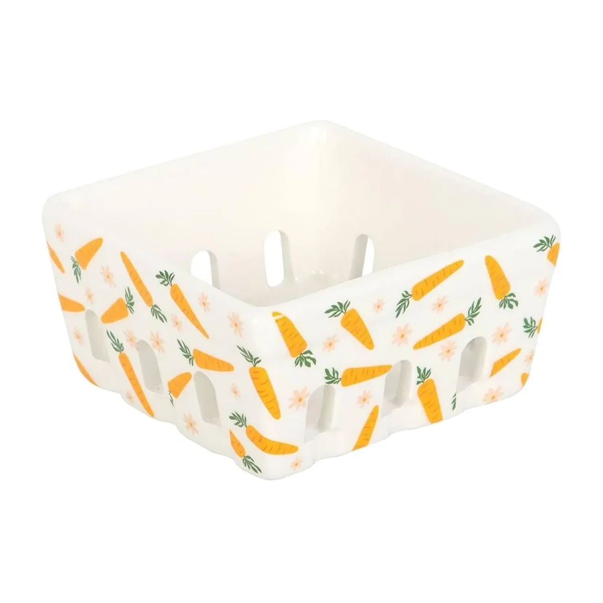Something Different Carrot Patch Ceramic Basket - White/Orange