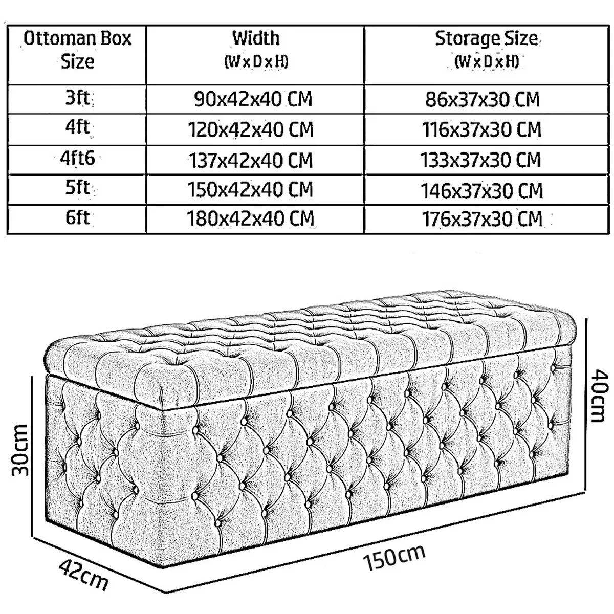 Wide Lux Ottoman Storage Box, Silver Velvet Upholstered Chesterfield Storage Ottoman Box - Brown – image 3