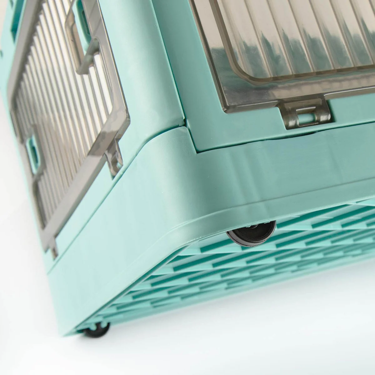 5 Door Stackable Folding Plastic Storage Box on Wheels - Blue – image 3