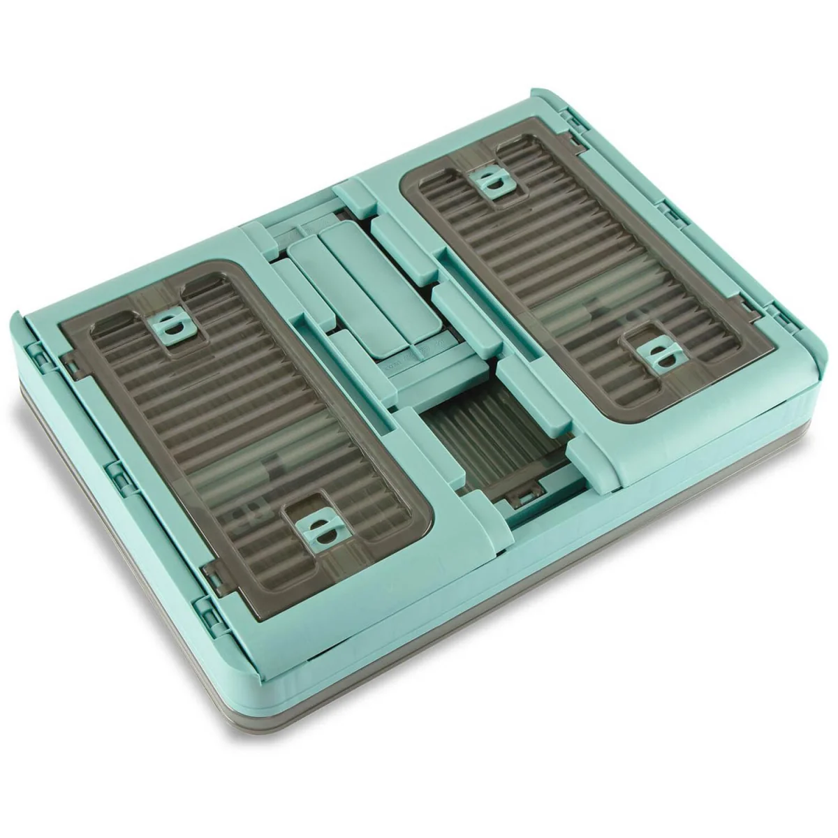 5 Door Stackable Folding Plastic Storage Box on Wheels - Blue – image 4