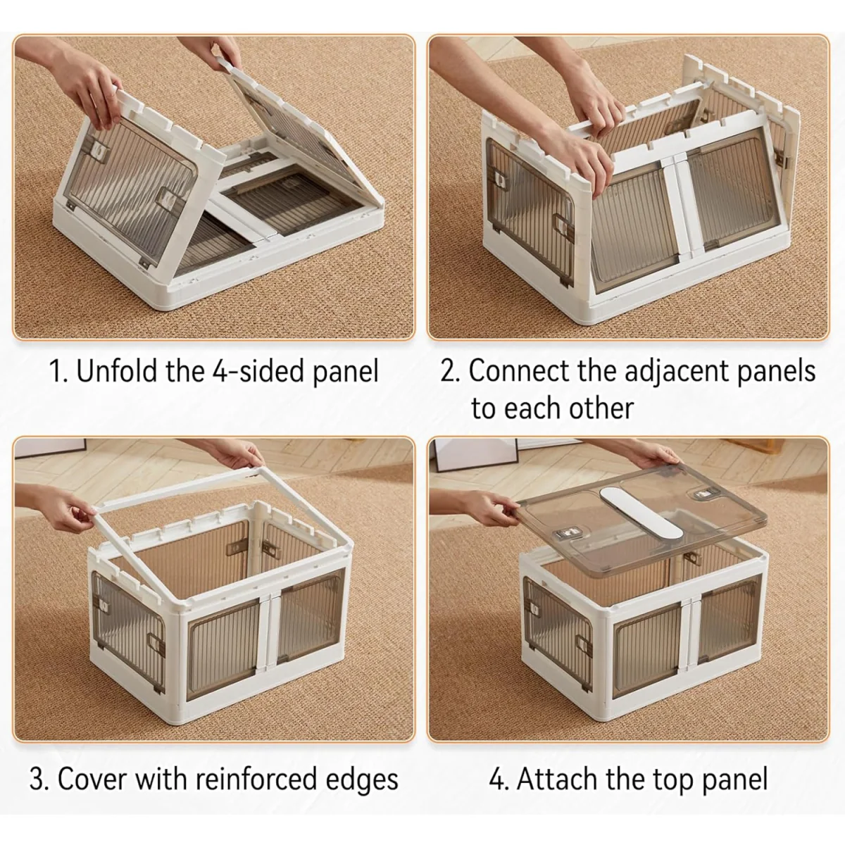 5 Door Stackable Folding Plastic Storage Box on Wheels - Blue – image 6