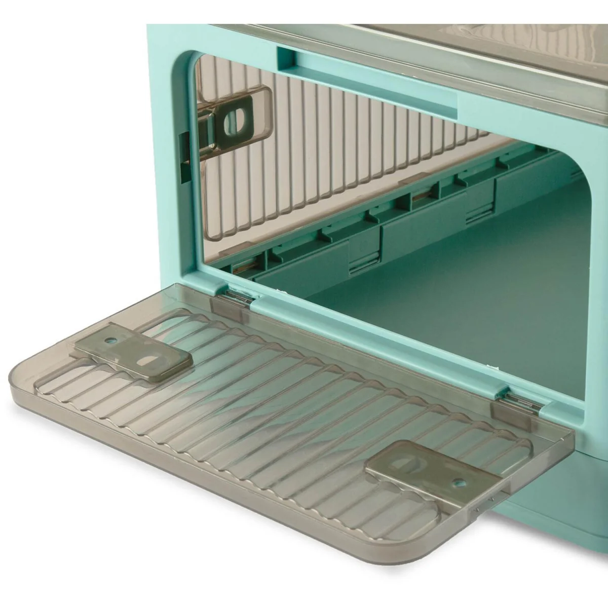 5 Door Stackable Folding Plastic Storage Box on Wheels - Blue – image 8