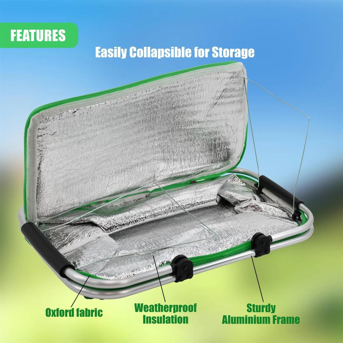 35L Large Insulated Picnic Basket Folding Cooler Bag - Green – image 3