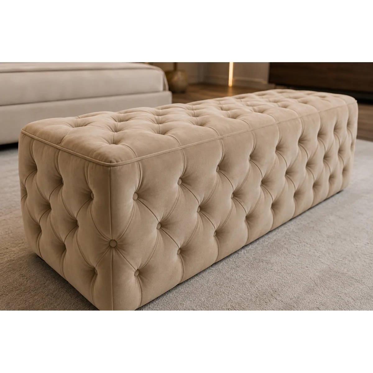 Ottoman Storage Box Chesterfield Velvet Blanket Box – image 2