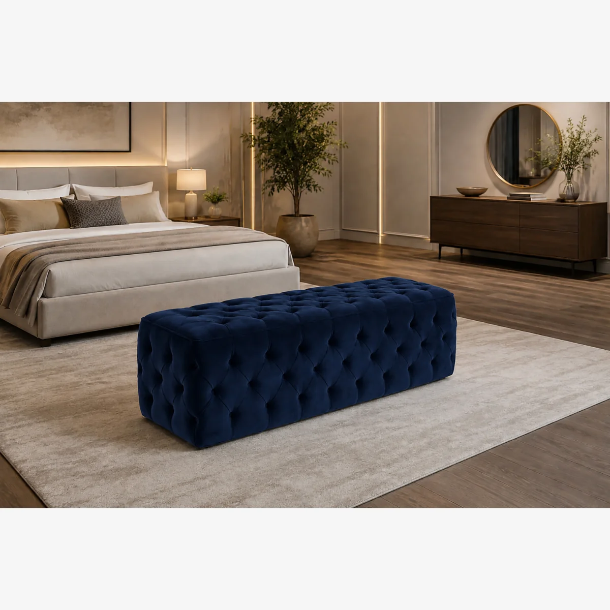Ottoman Storage Box Chesterfield Velvet Blanket Box – image 1
