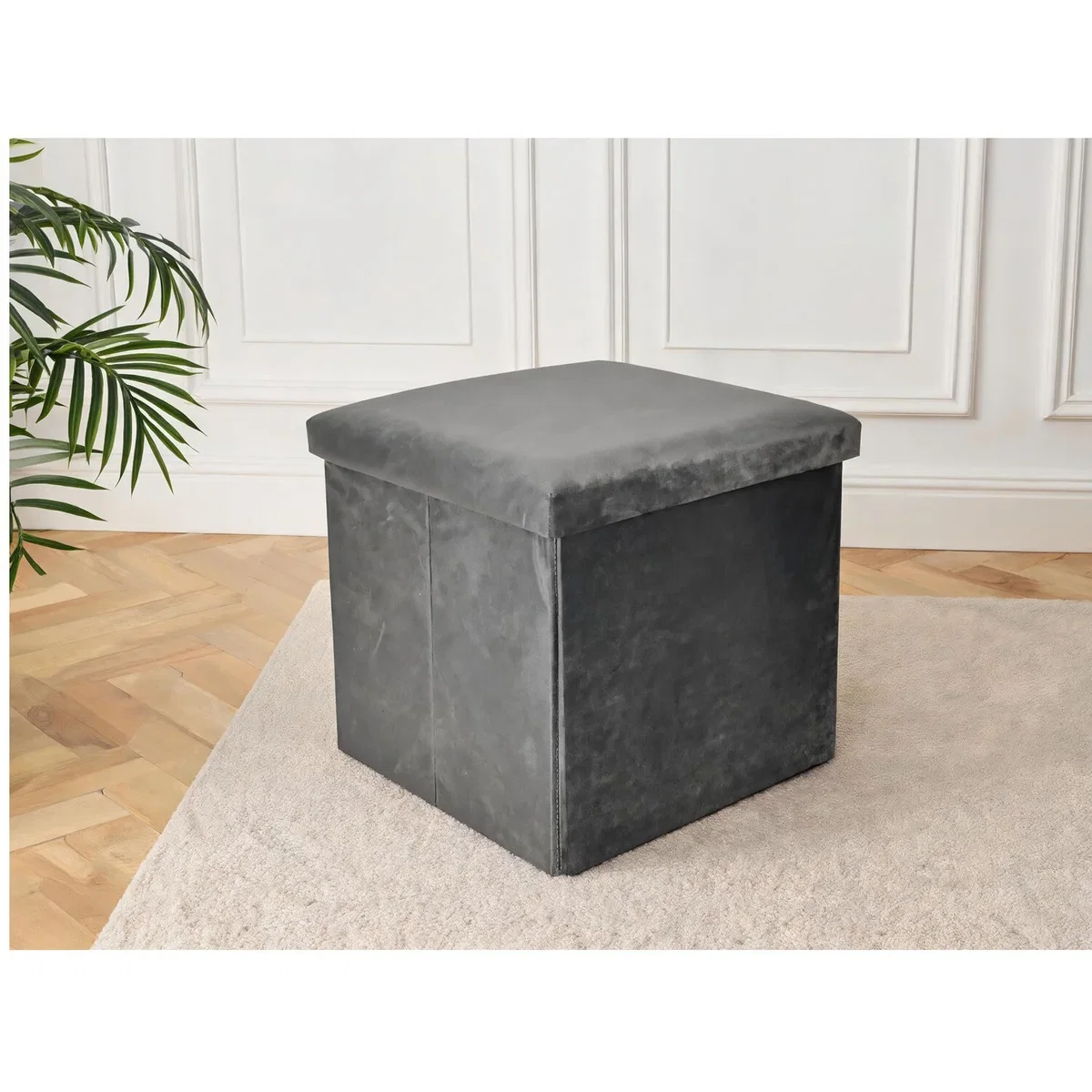 Brushed Velvet Storage Box - Grey – image 3