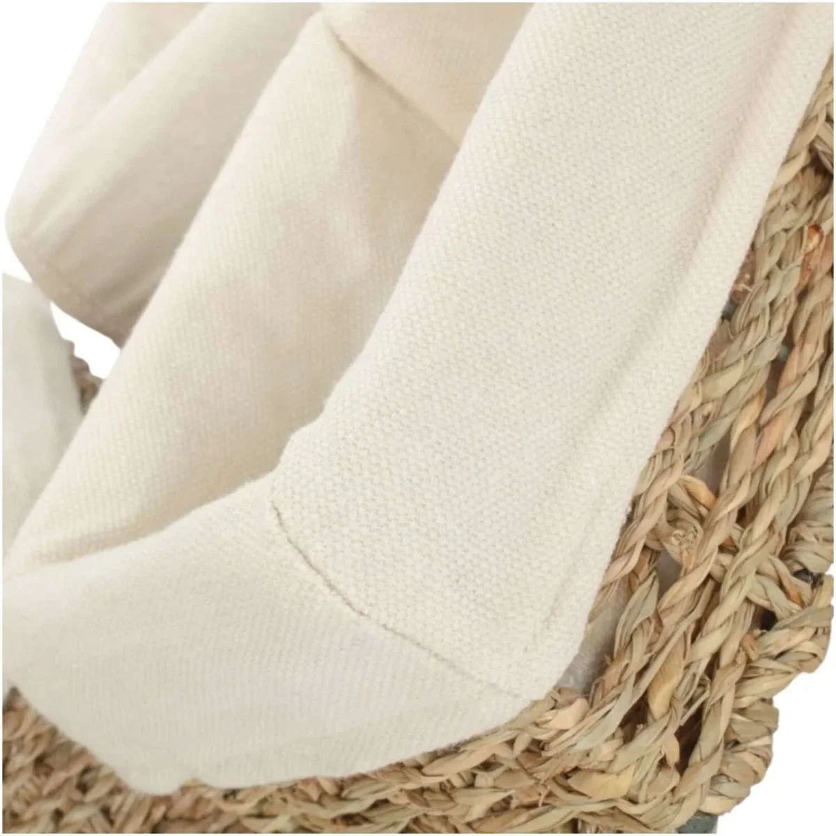 Set of 3 Rectangular Cotton Lined Seagrass Basket Trays - Brown – image 4