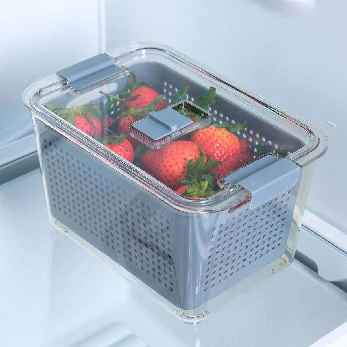 OHS Fridge Container With Removable Basket - Grey/Clear – image 3