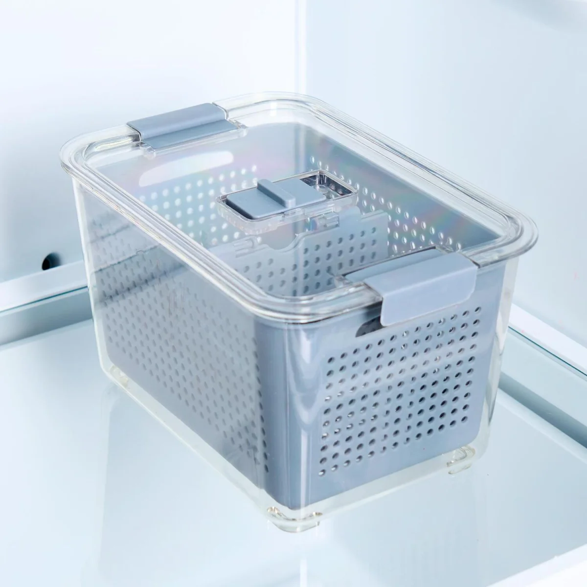 OHS Fridge Container With Removable Basket - Grey/Clear – image 5