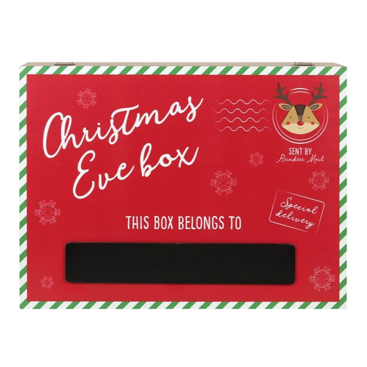 Red Reindeer Christmas Eve Keepsake Memory Box with Chalkboard - Red – image 4
