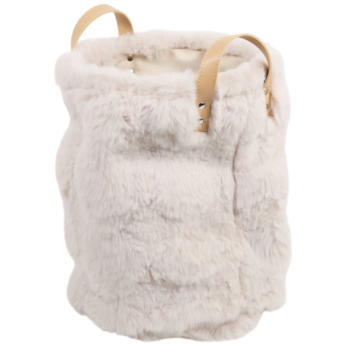 Pack of 2 Faux Fur Baskets - White – image 3