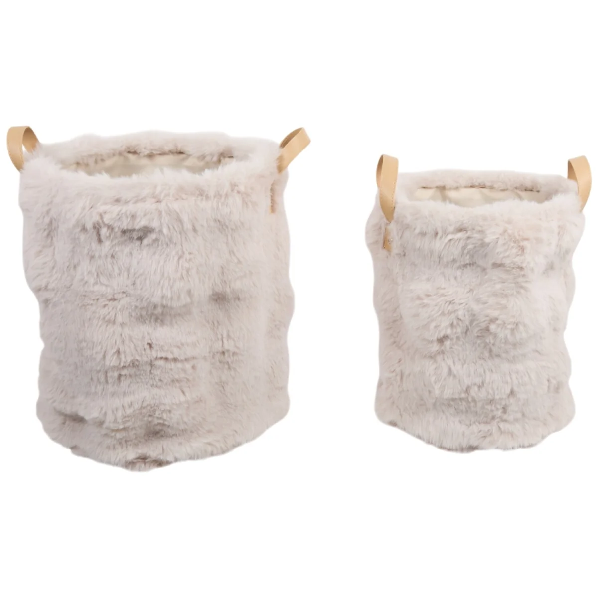 Pack of 2 Faux Fur Baskets - White – image 4