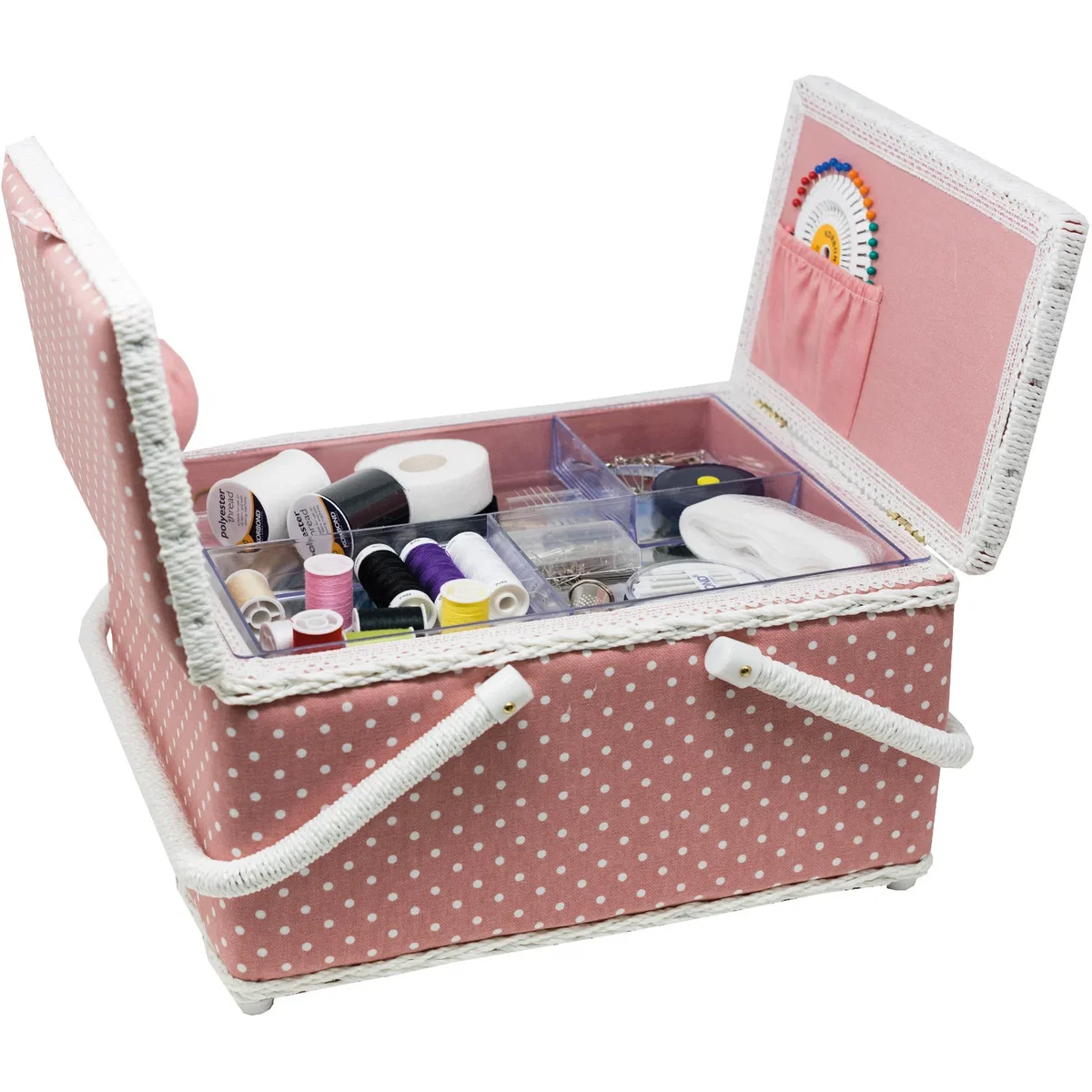 Twin Lidded Sewing Basket Pink - Pink – image 2