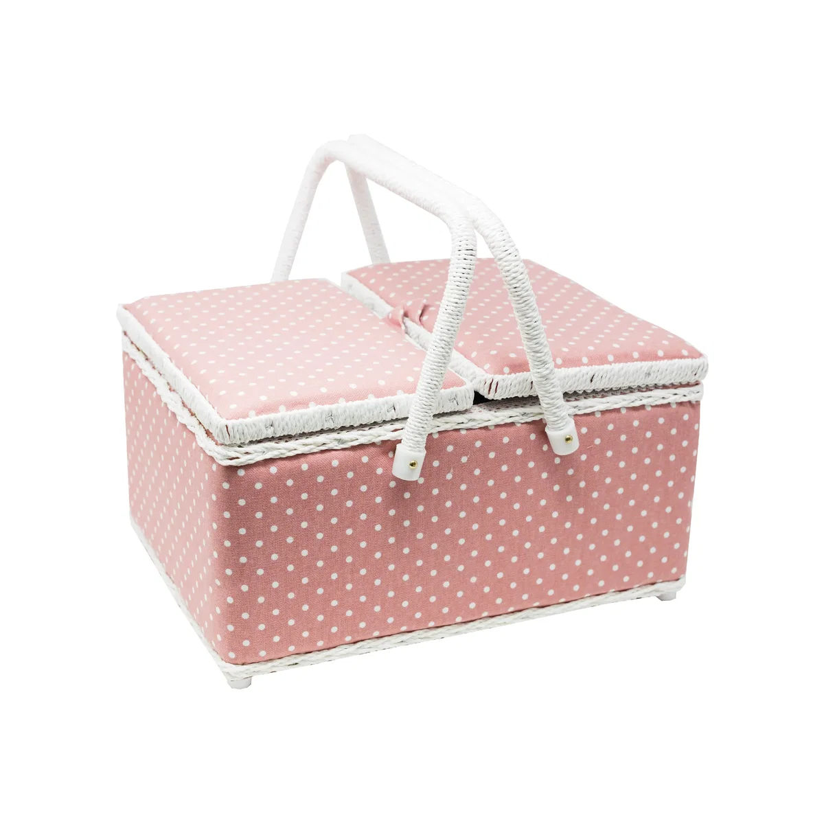 Twin Lidded Sewing Basket Pink - Pink – image 1