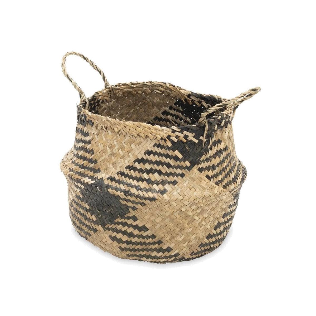 Jane Diamond Weave Seagrass Belly Basket, Natural, S