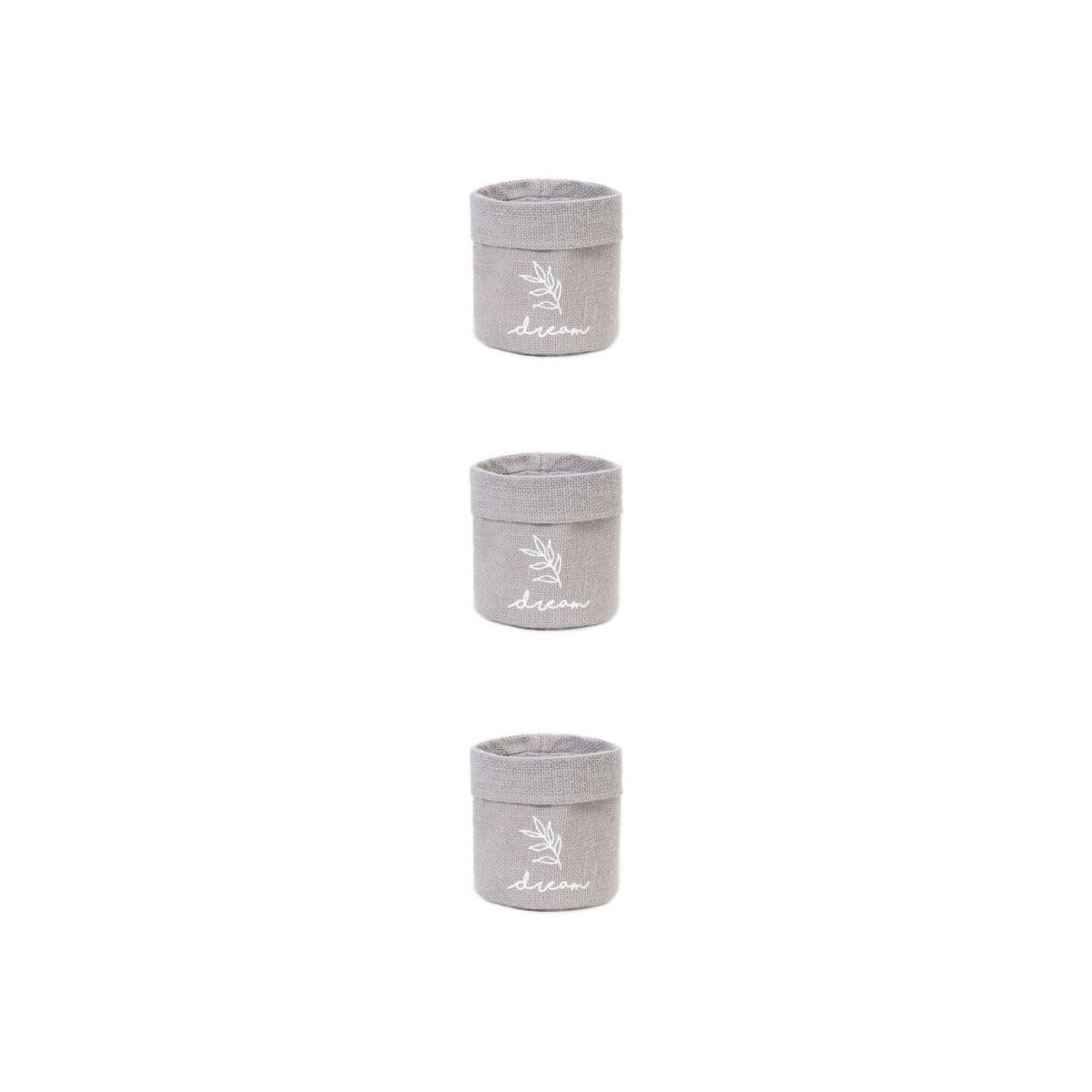 Dream Jute Set of 3 Mini Baskets, Grey