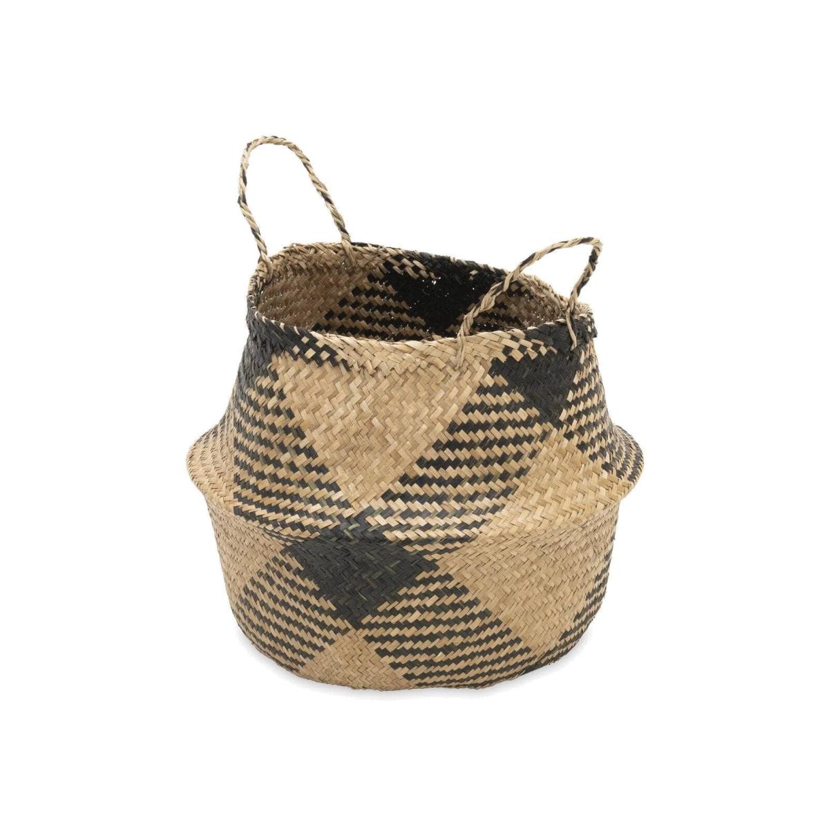 Jane Diamond Weave Seagrass Belly Basket, Natural, M