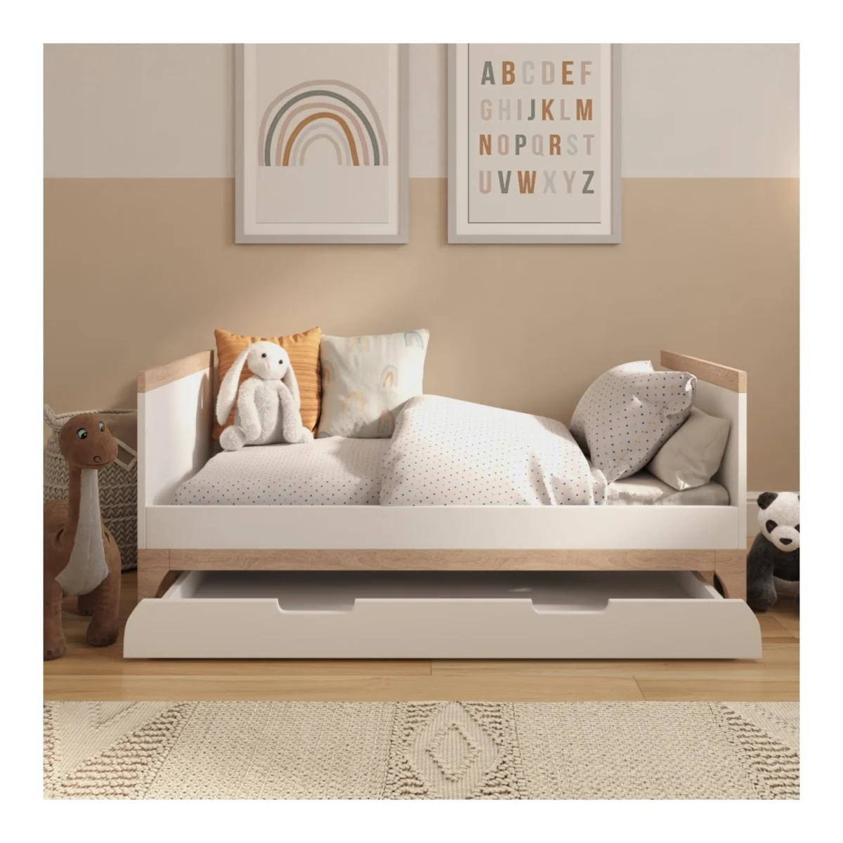 2 Piece Nursery Furniture Set with Cot Bed and Changing Table in White - Rue – image 3