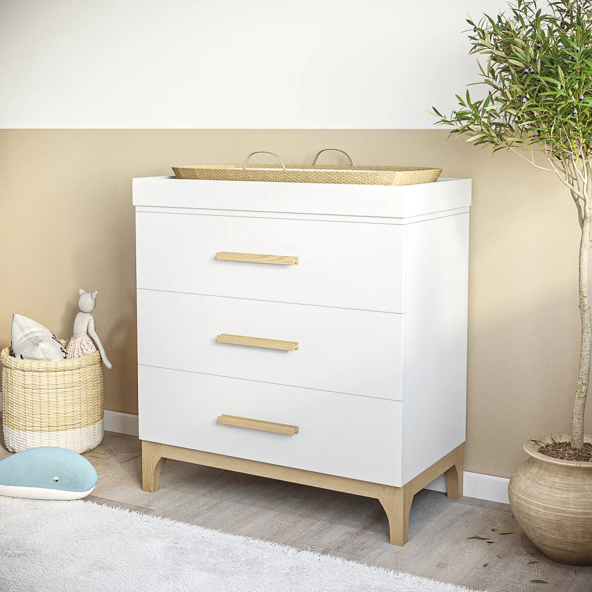 2 Piece Nursery Furniture Set with Cot Bed and Changing Table in White - Rue – image 6