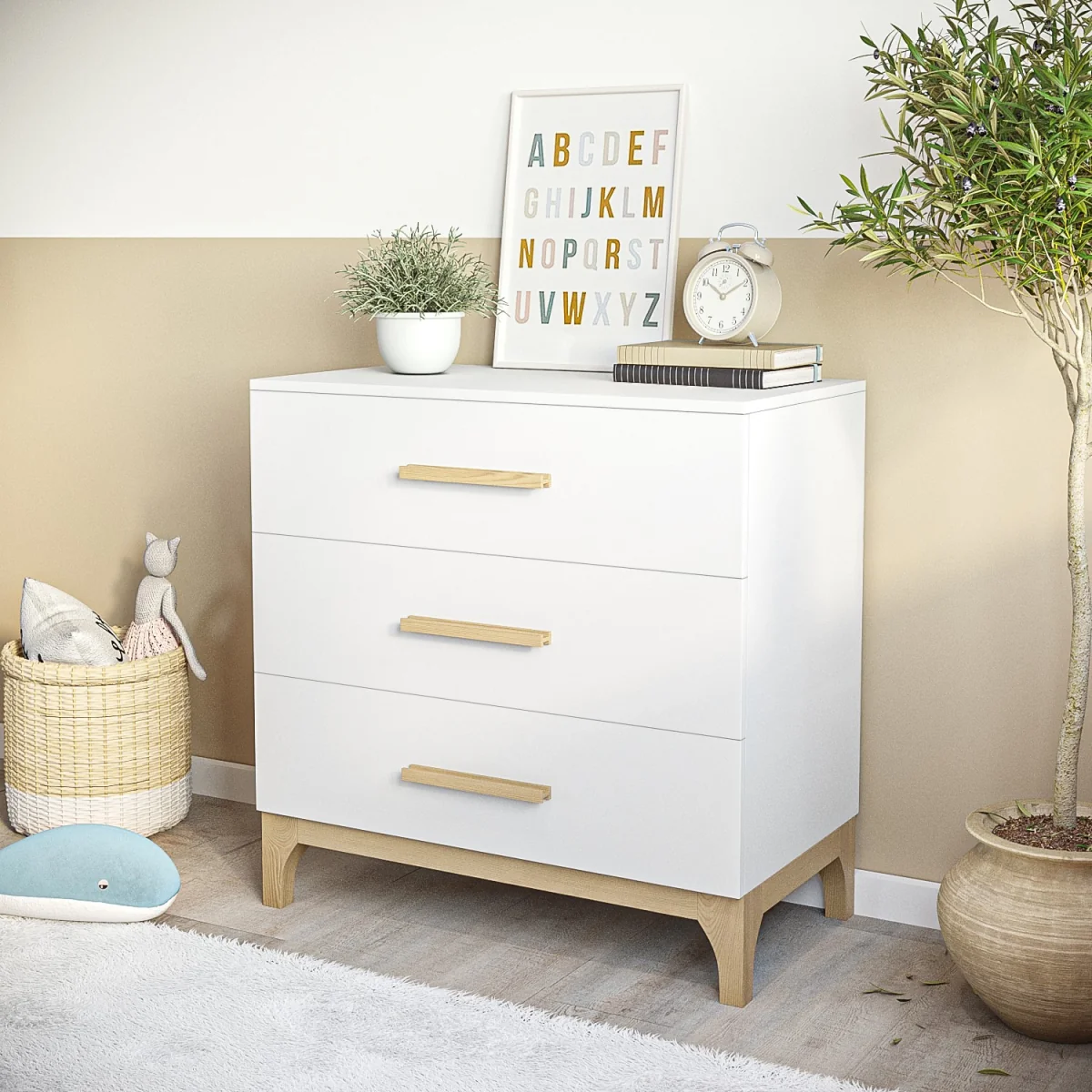 2 Piece Nursery Furniture Set with Cot Bed and Changing Table in White - Rue – image 7