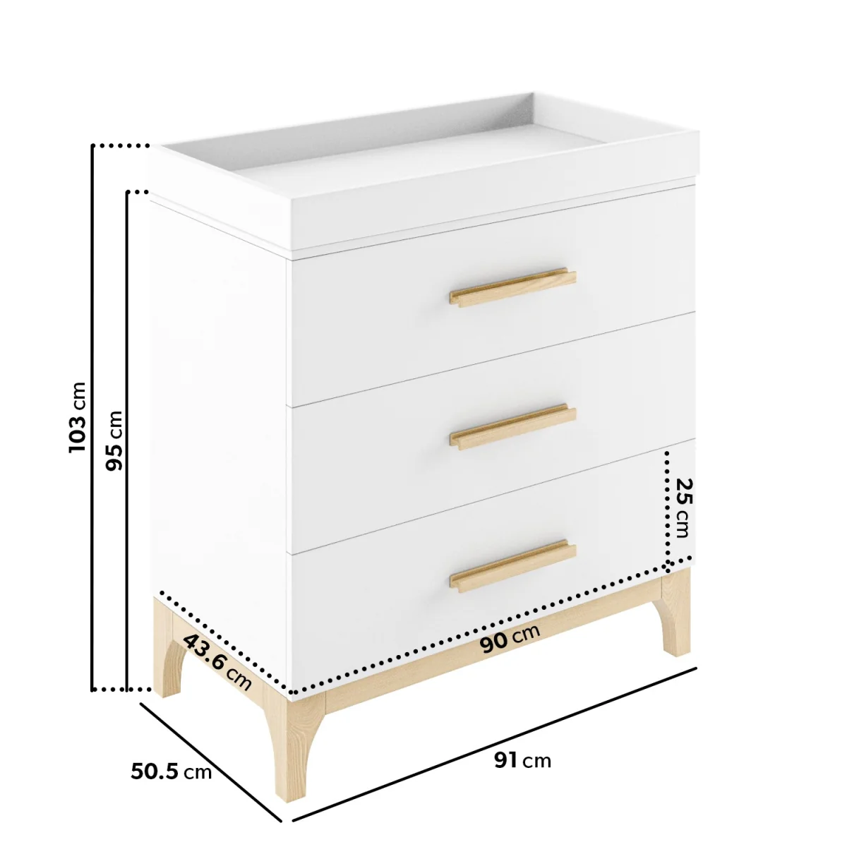 2 Piece Nursery Furniture Set with Cot Bed and Changing Table in White - Rue – image 8