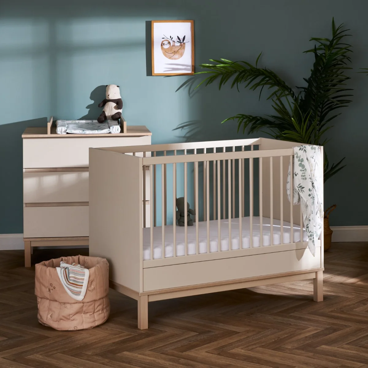 Satin Mini 2 Piece Nursery Furniture Set - Cot Bed and Changing Table - Astrid - Obaby – image 1