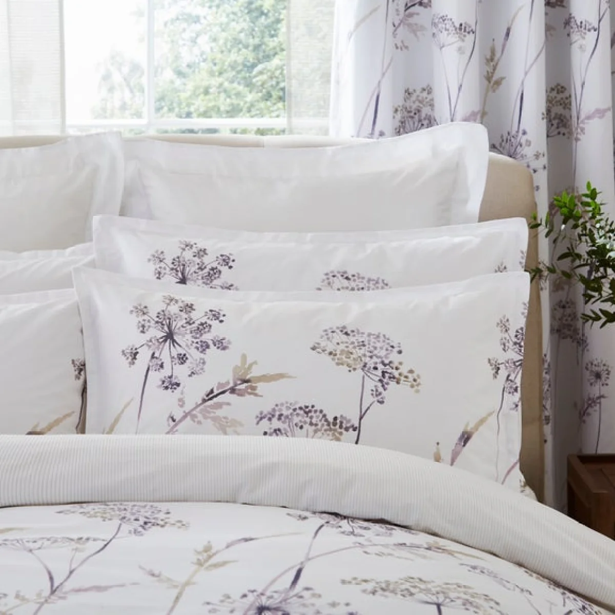 Dorma Purity Meadow Mauve 100% Cotton Duvet Cover & Pillowcase Set Mauve – image 2