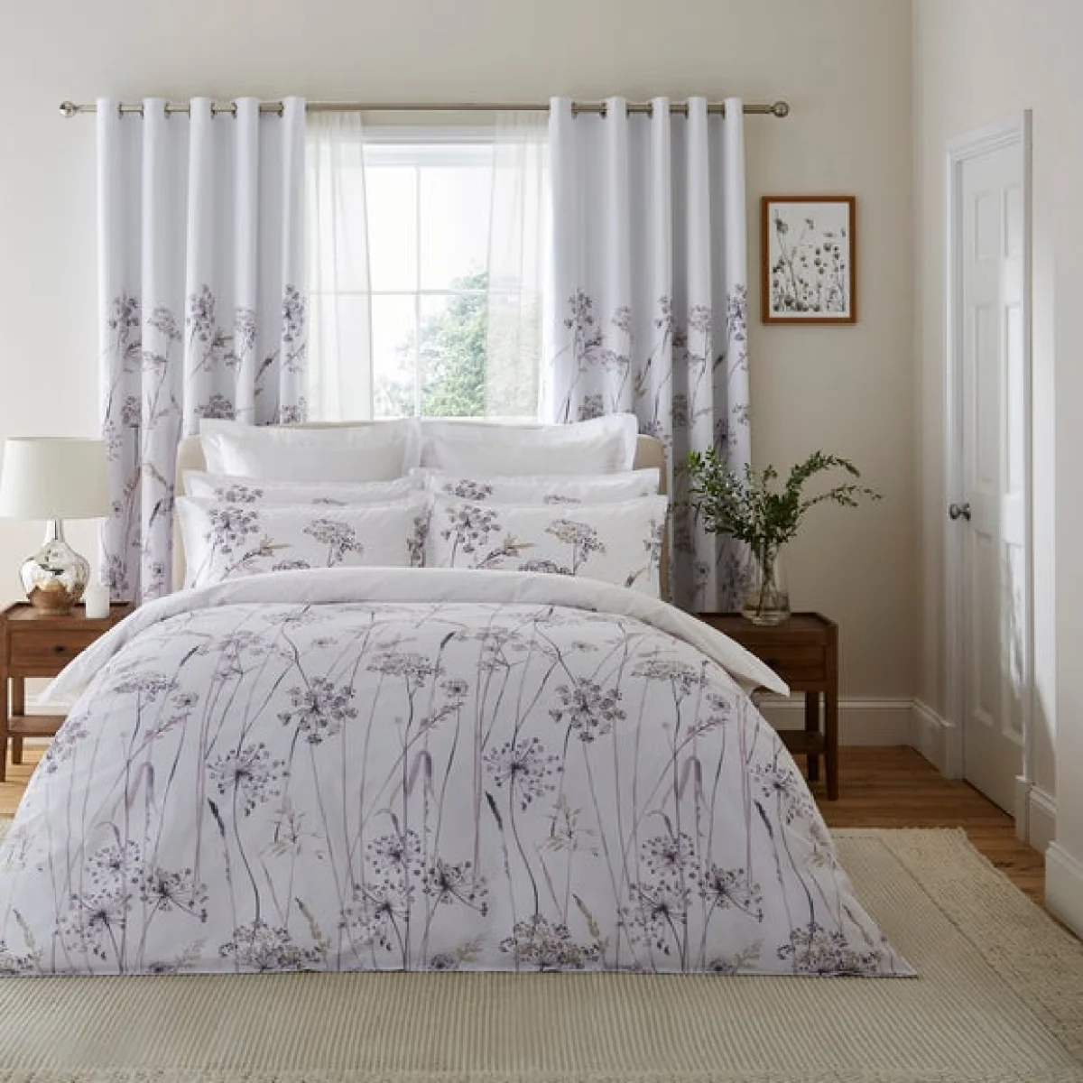 Dorma Purity Meadow Mauve 100% Cotton Duvet Cover & Pillowcase Set Mauve – image 4
