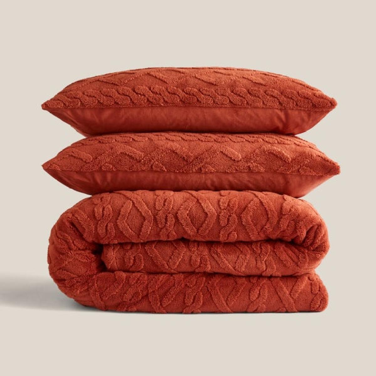 Cable Fleece Duvet Cover and Pillowcase Set – image 4