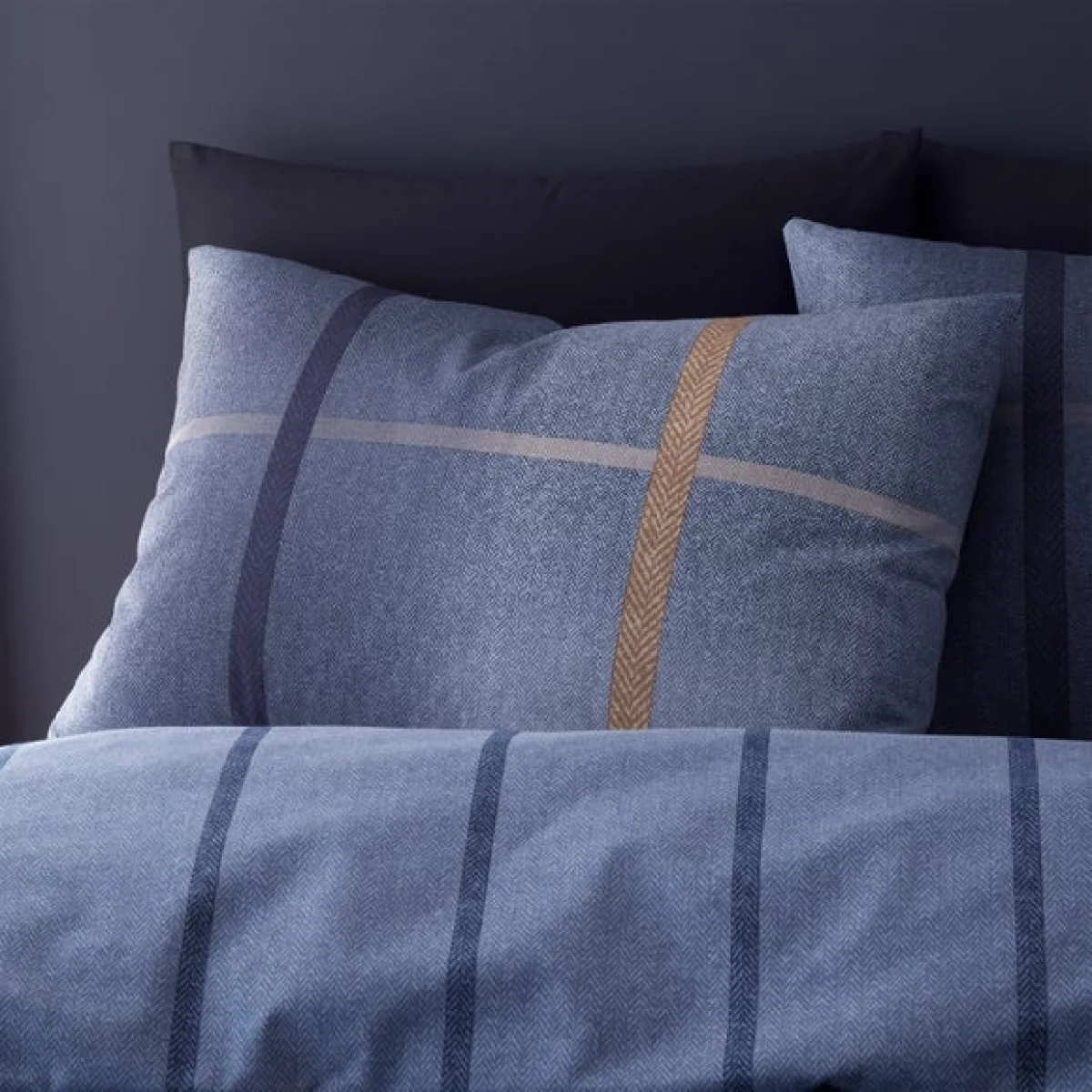 Catherine Lansfield Melrose Tweed 100% Brushed Cotton Duvet Cover & Pillowcase Set Blue – image 2