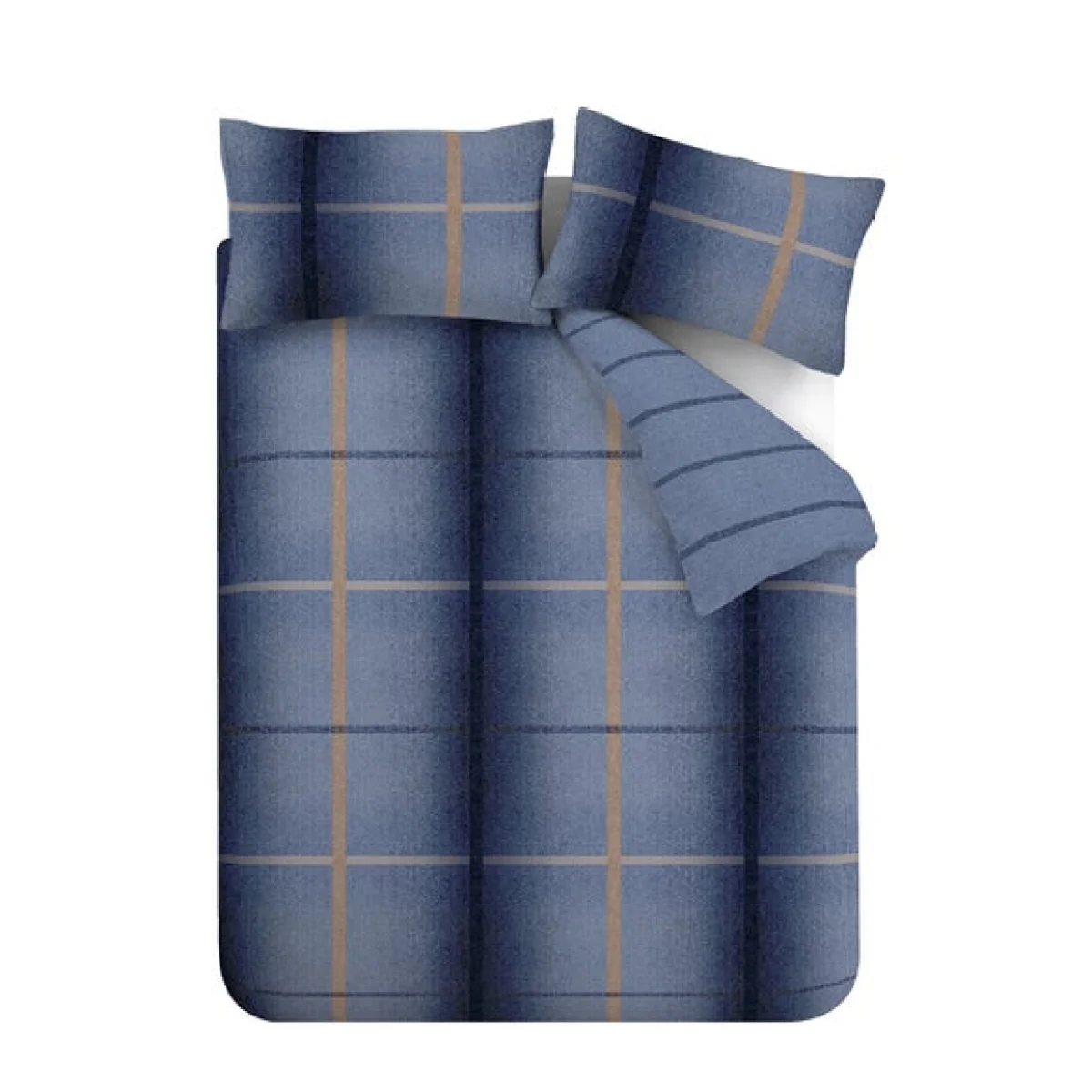 Catherine Lansfield Melrose Tweed 100% Brushed Cotton Duvet Cover & Pillowcase Set Blue – image 5