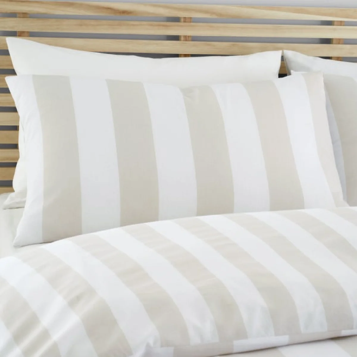 Catherine Lansfield Cove Stripe Natural Duvet Cover and Pillowcase Set Natural – image 3