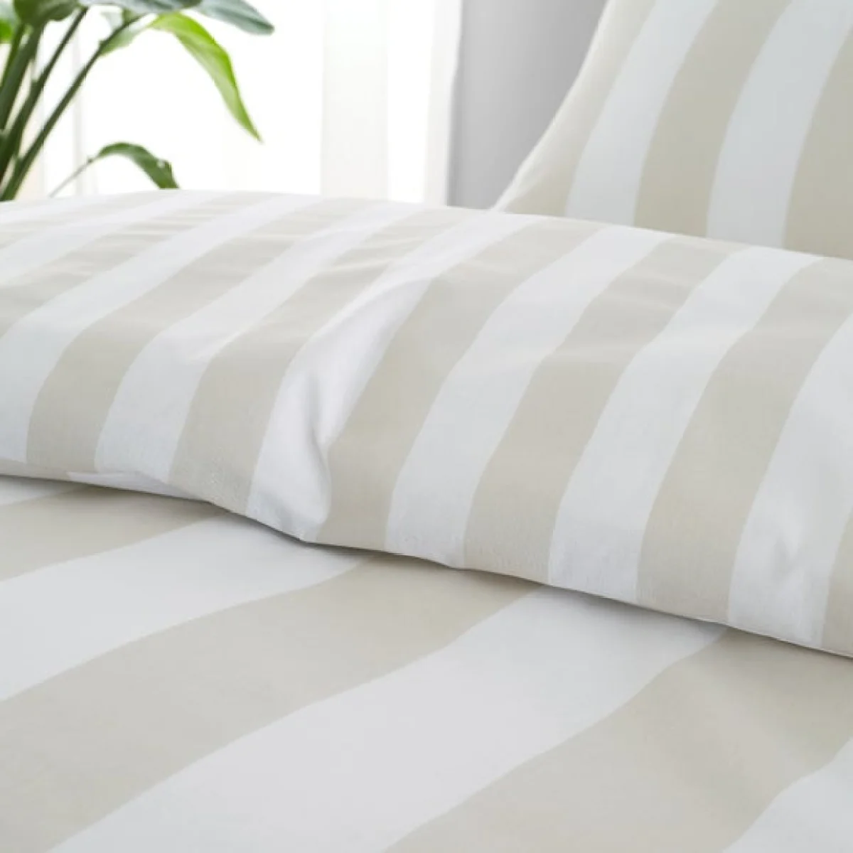 Catherine Lansfield Cove Stripe Natural Duvet Cover and Pillowcase Set Natural – image 4