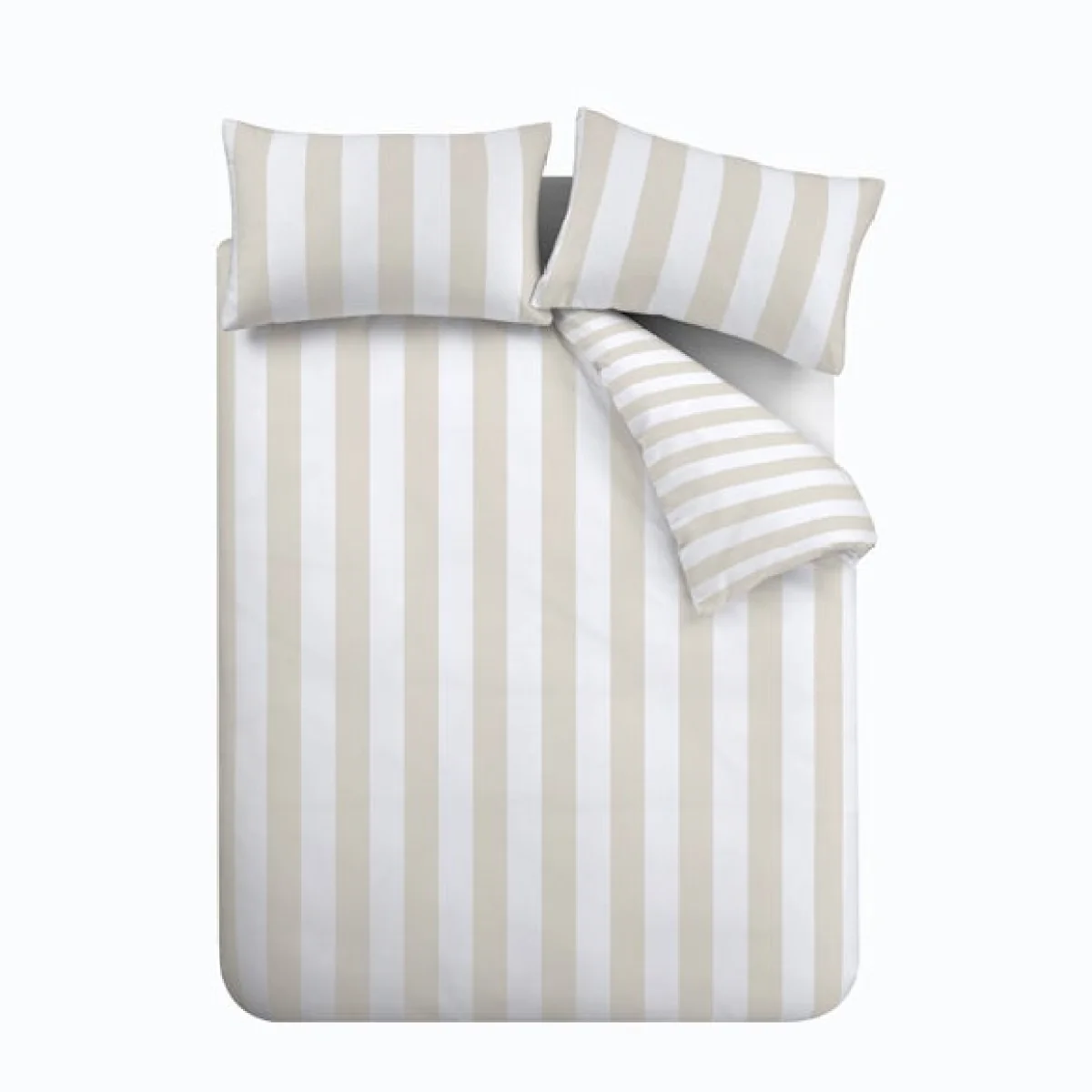 Catherine Lansfield Cove Stripe Natural Duvet Cover and Pillowcase Set Natural – image 5