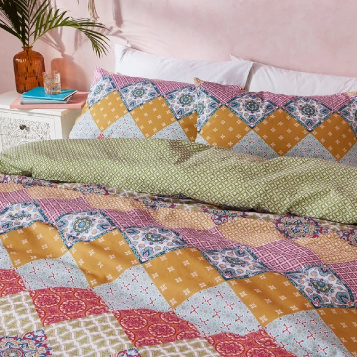 Global Patchwork Duvet Cover Set Pink – image 4