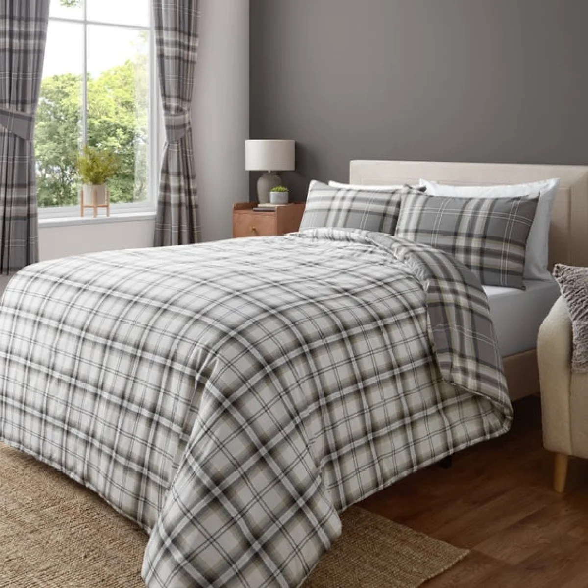 Kelso Check Duvet Cover & Pillowcase Set Charcoal – image 4